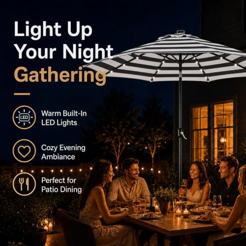 9FT Solar Patio Umbrella w