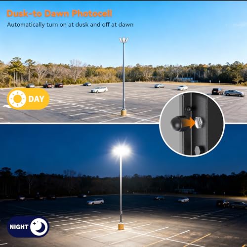 300W Upgraded LED Parking Lot Light with Photocell 45000lm 5000K