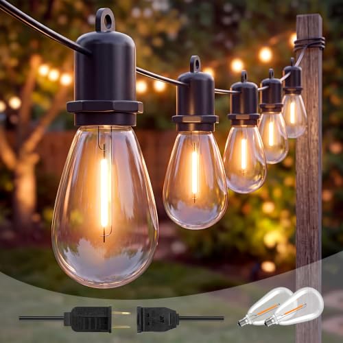 25FT Outdoor String Lights Waterproof with 12+1L Shatterproof LED Bulbs (12 Count)