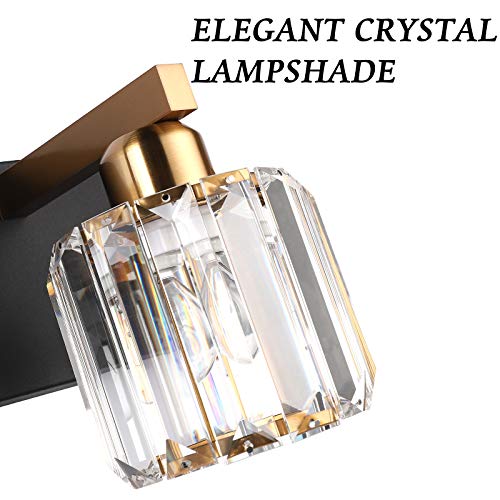 Crystal Bathroom Vanity Light Black Vanity Lighting fixtures 5 Lights Crystal Vanity Light for Bathroom