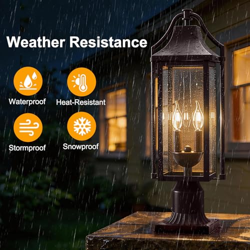Waterproof 23IN Outdoor Post Lights with Pier Mount Base