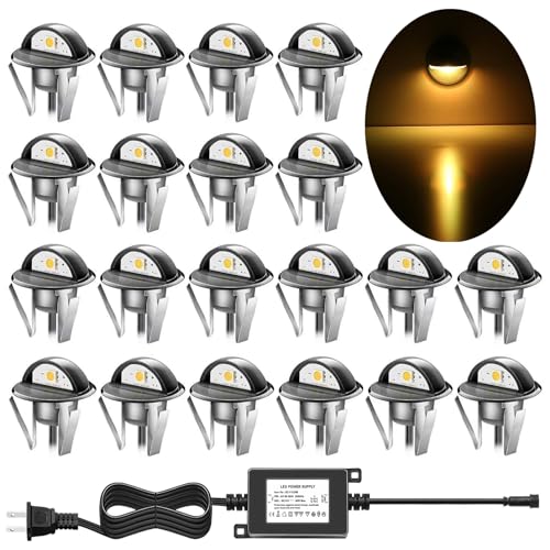 20pcs LED Step Lights Low Voltage IP65 Waterproof Recessed LED Deck Lighting (20 Count)