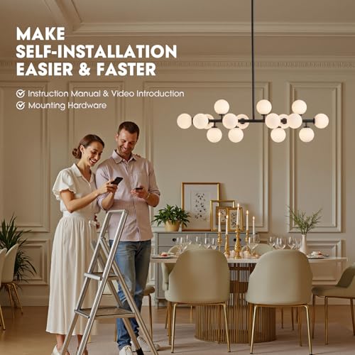 Black Mid Century Modern Sputnik Chandeliers for Dining Room Light Fixture