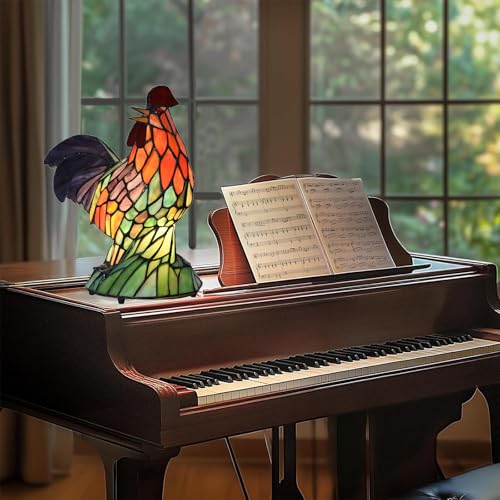 A0022 Tiffany Style Rooster Stained Glass Accent Lamp