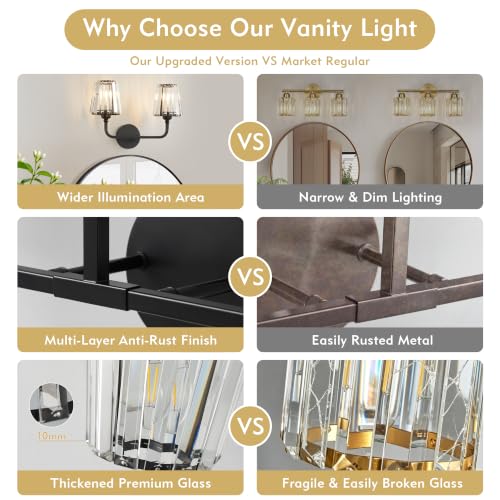 Modern Bathroom Light Fixtures (Matte Black / 2 Light)