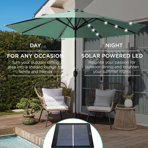 10ft Solar Polyester LED Lighted Patio Umbrella w