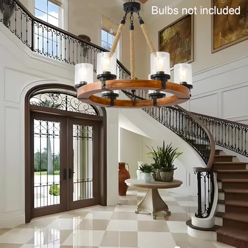 26" Wood Wagon Wheel Chandelier (6 Count)