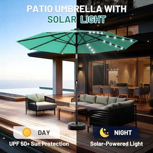 9FT Patio Umbrella with Solar Lights