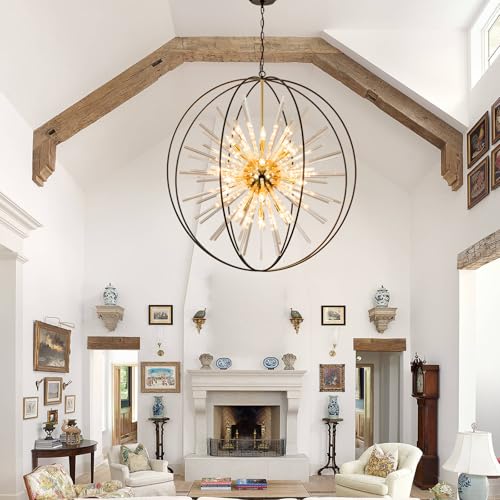 Extra Large Black and Gold Chandeliers for High Ceiling Foyer