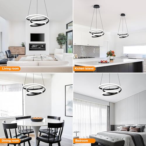 13.78 inches Black Dimmable Modern Led Chandelier with Remote Control