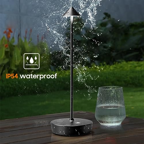 Set of 2 Cordless Rechargeable Led Table Lamp Battery Operated Light Black (2 Count)