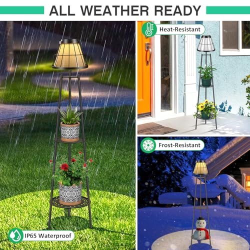 2 Pack Solar Floor Lamps Outdoor with 2 (2 Count)