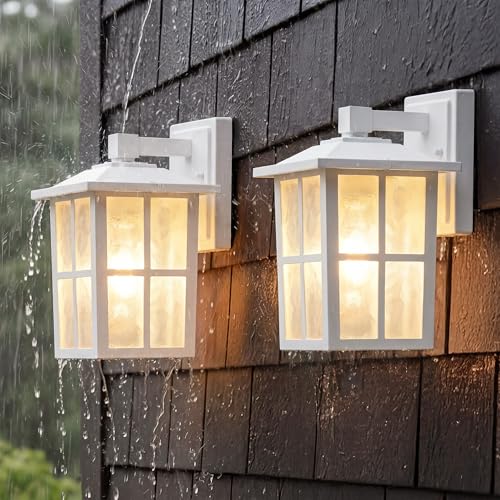 White Outdoor Waterproof Modern Patio Wall Light Fixtures Set of 2 (2 Count)