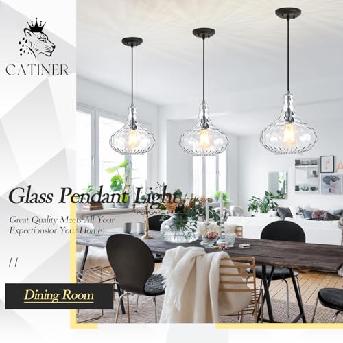 11" Clear Hammered Glass Pendant Light