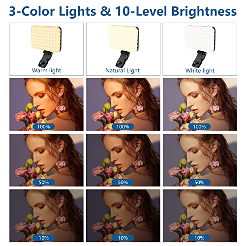 60 LED Portable Selfie Light Video Conference Lighting with Clip & Camera Tripod Adapter Rechargeable 2200mAh CRI 97+