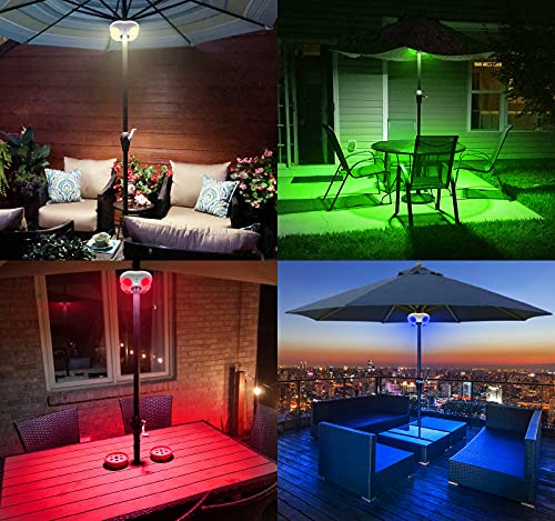 Patio Umbrella Lights Outdoor Umbrella Pole Light Battery Operated Cordless 12 Color Changing Umbrella Light with Remote