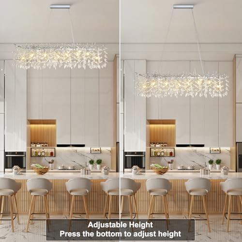 47" Silver Crystal Chandelier