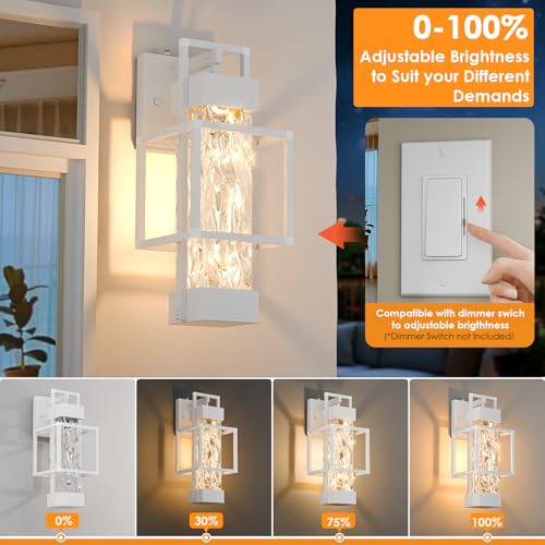 2 Pack White Dusk to Dawn Outdoor Porch Light Fixtures Wall Mount (2 Count)