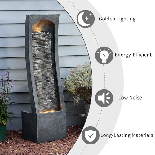 42H Modern Curved Indoor Water Fountain with LED Lighting