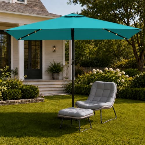 6.5 x 10ft Rectangular Patio Umbrella with Solar Lights