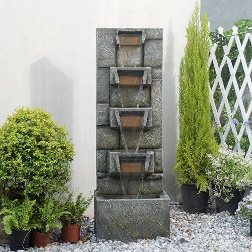 Outdoor Waterfall Fountain with LED Lights
