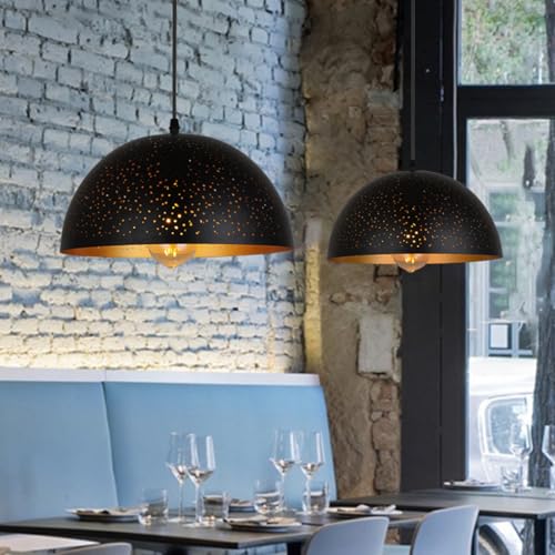 Hanging Ceiling Light Fixture 11.8" Black Pendant Light Stairwell