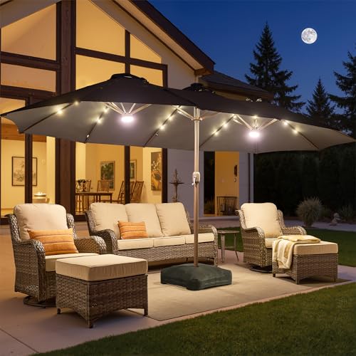 15 Ft Umbrella Outdoor Patio Solar Lights With Base