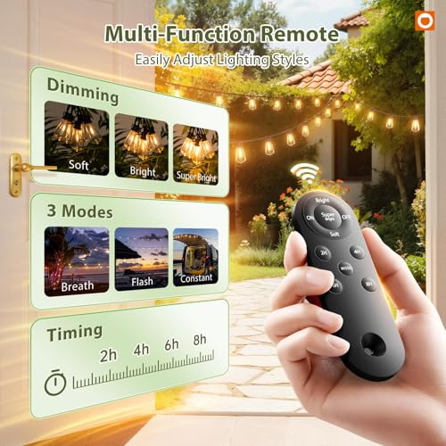 54(48+6)FT Solar String Lights Waterproof, with Remote& USB 24+2 LED (48 Foot)