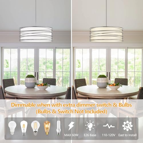 5 Light Drum Chandelier 19.7'' Brushed Nickel Industrial Light Fixture