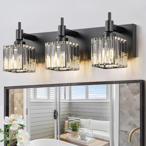Black Crystal Bathroom Vanity Light 3