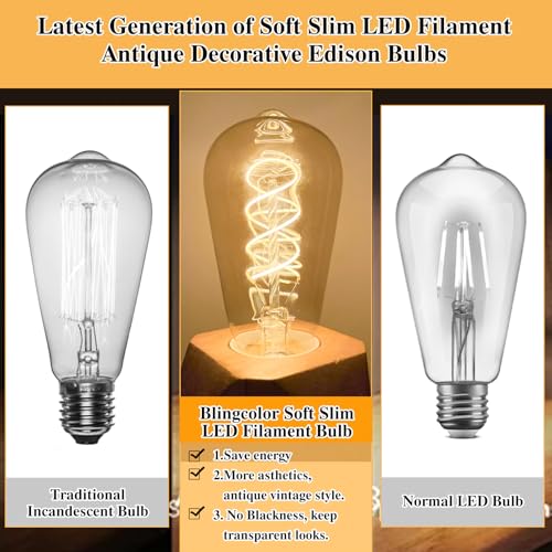 E26 LED Vintage Edison Light Bulbs 60 Watt (4 Count)