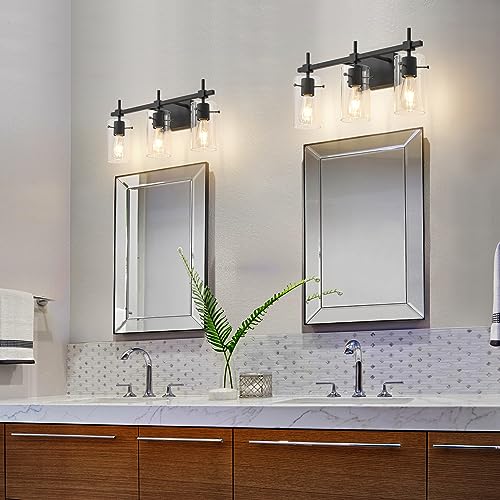 3 Lights Black Vanity Lights for Bathroom Wall Light Fixtures Bathroom Light Fixtures Over Mirror Bath Vanity Light Black