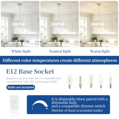 Adjustable Height Modern Chrome Crystal Chandelier 16 Inch (Chrome / 16 in)