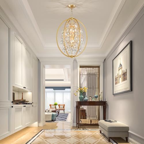 Globe Crystal Chandelier Raindrop Pendant Flushmount Ceiling Light Modern Lighting Fixture for Bedroom Hallway Bar Kitchen Bathroom