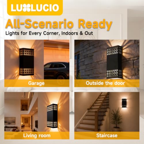 10.2" Black Indoor Outdoor Hardwired LED Wall Sconce (Black - Cutout Design / 2 pack)