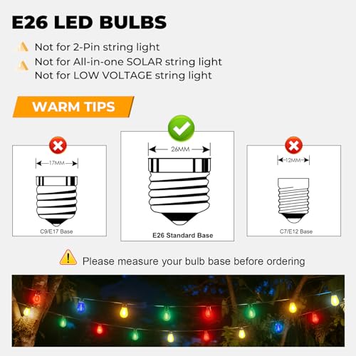 GwvooHome 36 Pack S14 LED Colored Light Bulbs