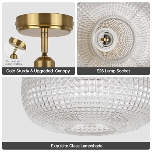 Glass Semi Flush Mount Ceiling Light Fixture
