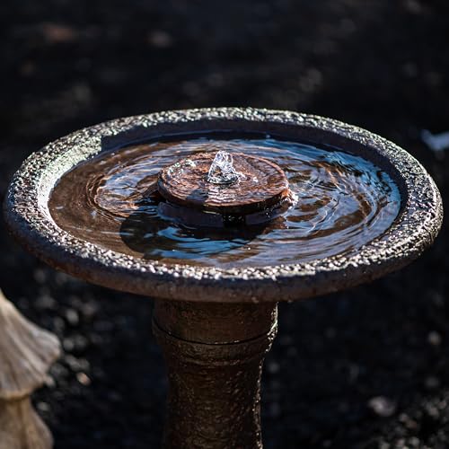 23.43" Tiered Freestanding Classic Bird Bath Outdoor Water Fountain Resin with Auto Shut