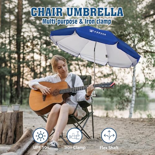 Chair Umbrella with Universal Clamp Adjustable 47 inches and 360° Swivel & UPF 50+ Protection Portable Sun Umbrella