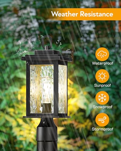 Dusk to Dawn Outdoor Post Light Fixture with Pier Mount Base (2 Count)