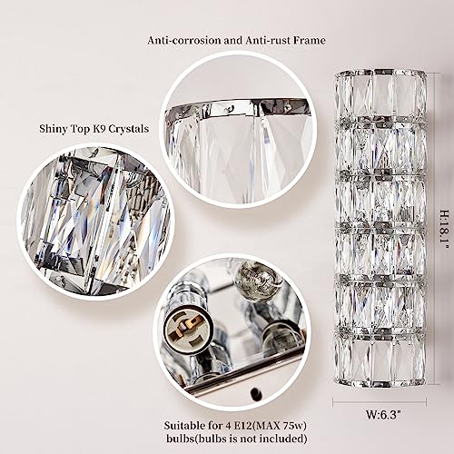 6 Layer Chrome Crystal Wall Sconce