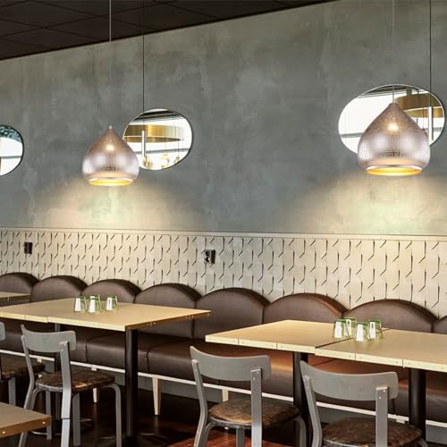 Moroccan Silver Hanging Light Rustic Metal Pendant Light