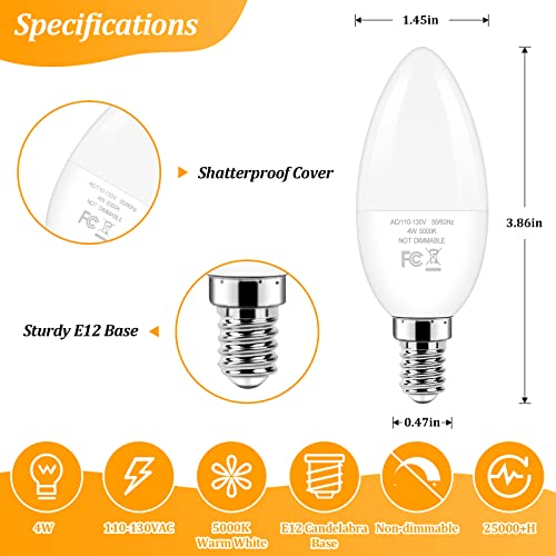 E12 LED Candelabra 40 Watt Equivalent Light Bulbs