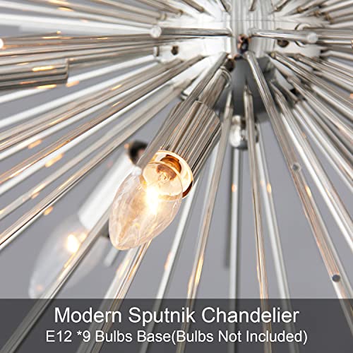 20in 9 Lights Nickel Sputnik Chandelier Mid