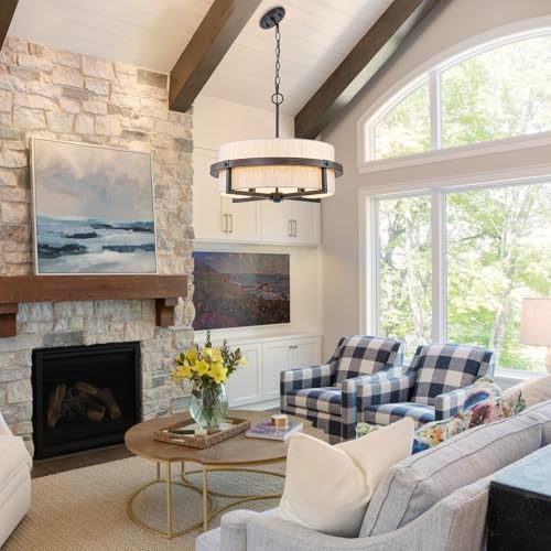 22" Drum Chandeliers for Dining Room with Off