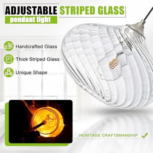 11in Nickel Pendant Lights Kitchen Island with Clear Glass Shade 1Pack