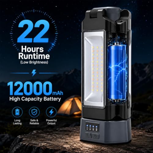 12000mAh Rechargeable Camping Light with Stand 73.2''