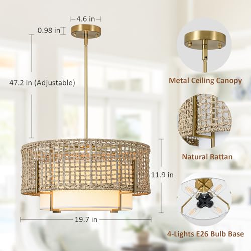 19.7" Rattan Chandelier