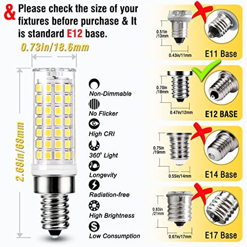 E12 LED Candelabra Bulbs C7 for Chandelier Ceiling Fan (6 Count)