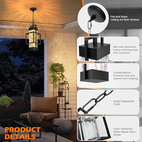 15'' Outdoor Indoor Pendant Celing Light Fixture